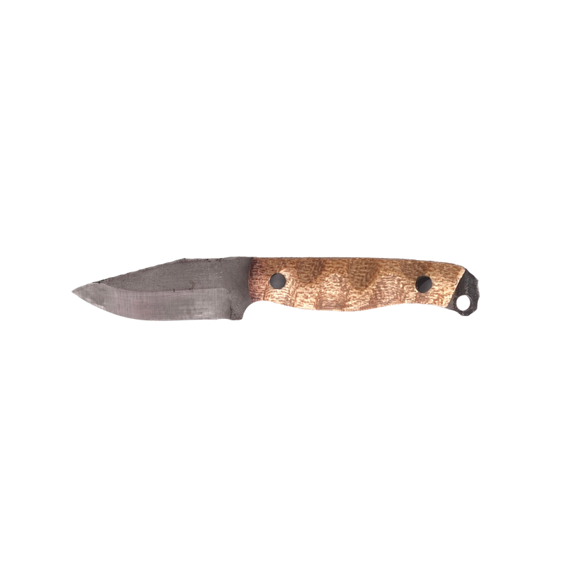 Crow Cub with Burlap Micarta, Carbon Fiber Pins, and Full Rockwork (Older Model)
