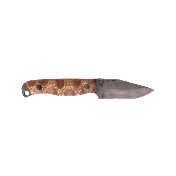 Crow Cub with Burlap Micarta, Carbon Fiber Pins, and Full Rockwork (Older Model)