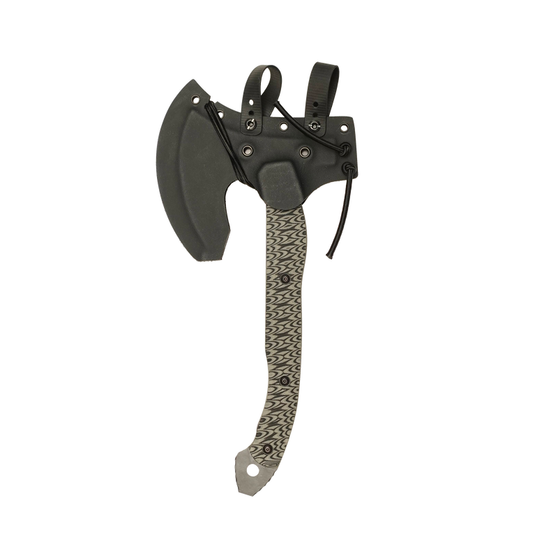 Operator Hatchet with Grey/Black Layered G10 Scales and a Black Cerakote Blade