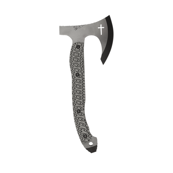 Operator Hatchet with Grey/Black Layered G10 Scales and a Black Cerakote Blade