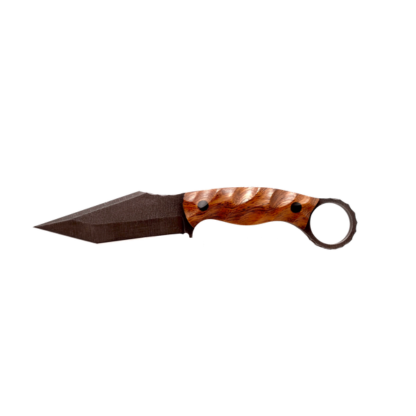 Ring Tanto with Ironwood Scales, Carbon Fiber Pins, and Rockwork